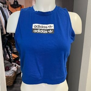 Adidas Black, White, and Black Logo Tank Crop Top